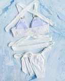 White Hollow Out Women Fashion Two Piece Swimsuit XS-L