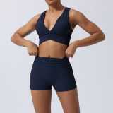 Woman Sleeveless Sports Bra Butt Lift Shorts Yoga Fitness Two Piece Sets S-XL
