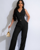 Offical Ladies Women New Summmer Two Piece Pant Set S-XXL