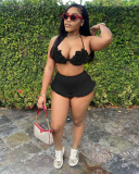 Solid Color Women New Fashion Summer Two Piece Short Set S-XXL