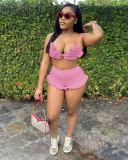 Solid Color Women New Fashion Summer Two Piece Short Set S-XXL