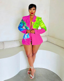 Printed Offical Ladies Summer Two Piee Short Set S-3XL