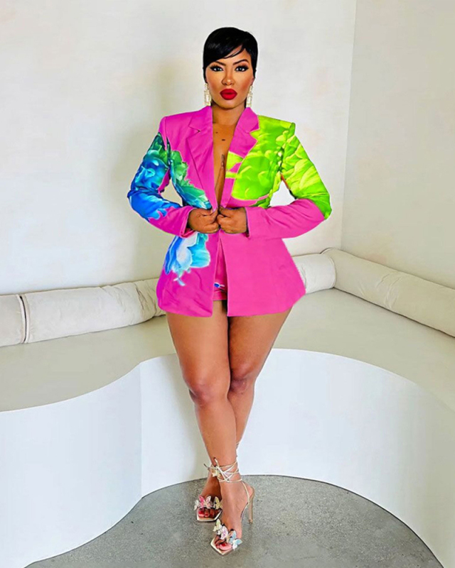 Printed Offical Ladies Summer Two Piee Short Set S-3XL