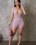 V-Neck Rompers Backless Sexy Woman Solid Color XS-XL