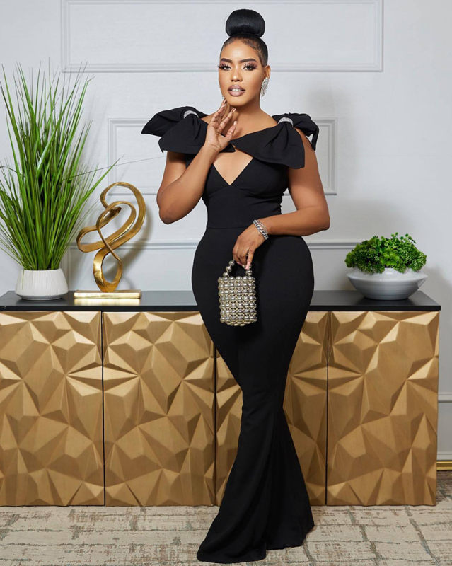 Sexy Hip-Hugging Tight-Fitting Jumpsuit Sleeveless V-Neck S-3XL