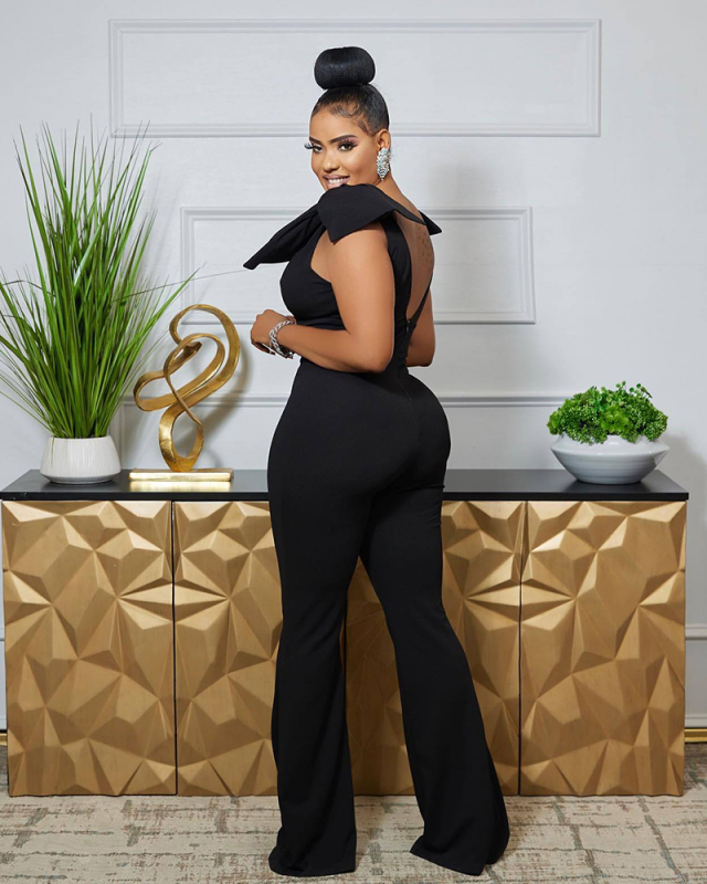 Sexy Hip-Hugging Tight-Fitting Jumpsuit Sleeveless V-Neck S-3XL
