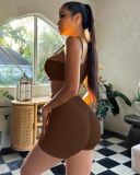 Solid Color Women Sporty Two Piece Short Set S-L