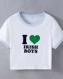 Street style INS trendy I Love IRISH BOYS short slim fit short-sleeved T-shirt