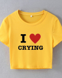 Street style INS trendy I Love CRYING short slim short-sleeved T-shirt summer