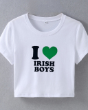 Street style INS trendy I Love IRISH BOYS short slim fit short-sleeved T-shirt