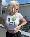 Street style INS trendy I Love IRISH BOYS short slim fit short-sleeved T-shirt
