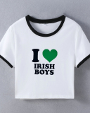 Street style INS trendy I Love IRISH BOYS short slim fit short-sleeved T-shirt