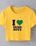 Street style INS trendy I Love IRISH BOYS short slim fit short-sleeved T-shirt