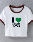 Street style INS trendy I Love IRISH BOYS short slim fit short-sleeved T-shirt