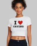 Street style INS trendy I Love CRYING short slim short-sleeved T-shirt summer