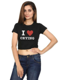 Street style INS trendy I Love CRYING short slim short-sleeved T-shirt summer