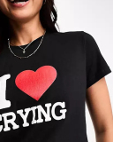 Street style INS trendy I Love CRYING short slim short-sleeved T-shirt summer