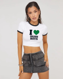Street style INS trendy I Love IRISH BOYS short slim fit short-sleeved T-shirt