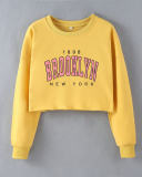 Street style INS Internet celebrity trendy Brooklyn printed short long-sleeved sweatshirt spring
