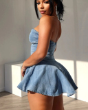Jean Blue Wholesale Women Strapless Dress S-XXL