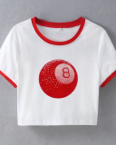 Street style INS internet celebrity trendy magic 8 navel-baring short slim-fitting short-sleeved T-shirt summer