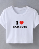 Street style INS Internet celebrity trendy I love bad boys short short-sleeved T-shirt