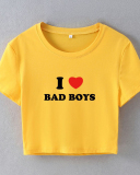 Street style INS Internet celebrity trendy I love bad boys short short-sleeved T-shirt