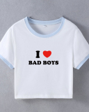 Street style INS Internet celebrity trendy I love bad boys short short-sleeved T-shirt