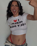 I LOVE MEDIUM UGLY MEN street style INS trendy short T-shirt
