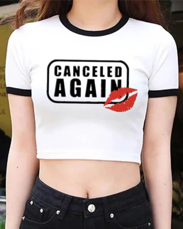 Street style INS trendy letter printed short slim-fitting short-sleeved T-shirt top