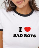 Street style INS Internet celebrity trendy I love bad boys short short-sleeved T-shirt