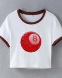 Street style INS internet celebrity trendy magic 8 navel-baring short slim-fitting short-sleeved T-shirt summer