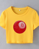 Street style INS internet celebrity trendy magic 8 navel-baring short slim-fitting short-sleeved T-shirt summer
