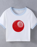 Street style INS internet celebrity trendy magic 8 navel-baring short slim-fitting short-sleeved T-shirt summer