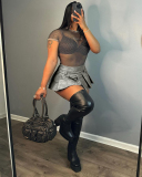 PU Short Wholesale Women Skirt S-2XL