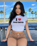 Street style INS Internet celebrity trendy I love bad boys short short-sleeved T-shirt