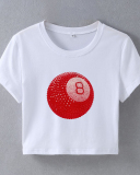 Street style INS internet celebrity trendy magic 8 navel-baring short slim-fitting short-sleeved T-shirt summer