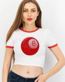 Street style INS internet celebrity trendy magic 8 navel-baring short slim-fitting short-sleeved T-shirt summer