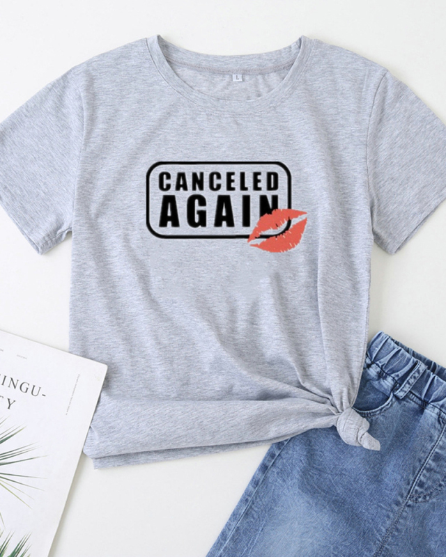 Cancelled Again street style INS Internet celebrity hipster letter print short-sleeved T-shirt