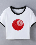 Street style INS internet celebrity trendy magic 8 navel-baring short slim-fitting short-sleeved T-shirt summer