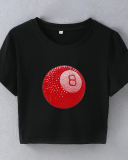 Street style INS internet celebrity trendy magic 8 navel-baring short slim-fitting short-sleeved T-shirt summer