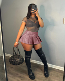 PU Short Wholesale Women Skirt S-2XL