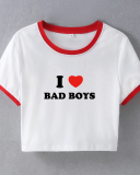 Street style INS Internet celebrity trendy I love bad boys short short-sleeved T-shirt