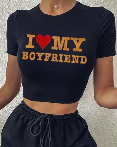 I love my boyfriend street style ins trendy short-sleeved T-shirt