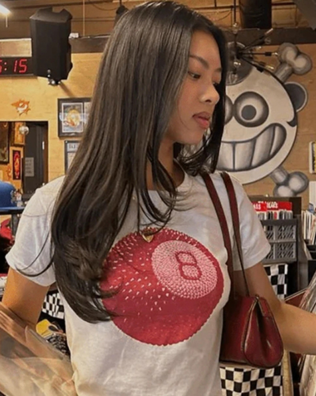 Street style INS internet celebrity trendy magic 8 navel-baring short slim-fitting short-sleeved T-shirt summer