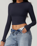 Multi Color Women Custom Nylon Spandex Fitness Yoga GYM Long Sleeve T-shirt S-XL