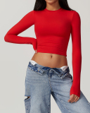 Multi Color Women Custom Nylon Spandex Fitness Yoga GYM Long Sleeve T-shirt S-XL