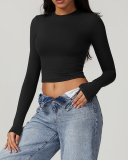 Multi Color Women Custom Nylon Spandex Fitness Yoga GYM Long Sleeve T-shirt S-XL