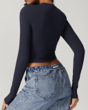 Multi Color Women Custom Nylon Spandex Fitness Yoga GYM Long Sleeve T-shirt S-XL