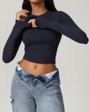 Multi Color Women Custom Nylon Spandex Fitness Yoga GYM Long Sleeve T-shirt S-XL